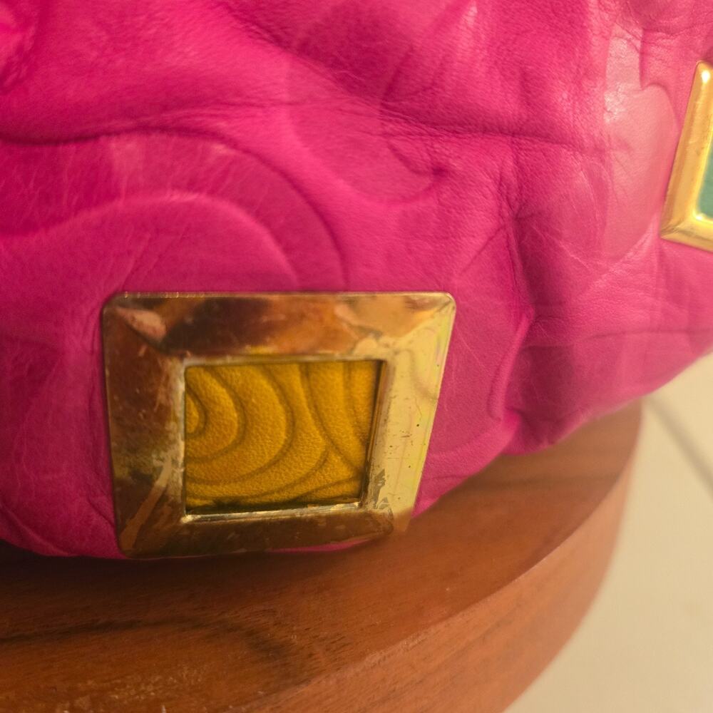 Vintage Colini 1980s colorblock leather handbag purse - Picture 10 of 14